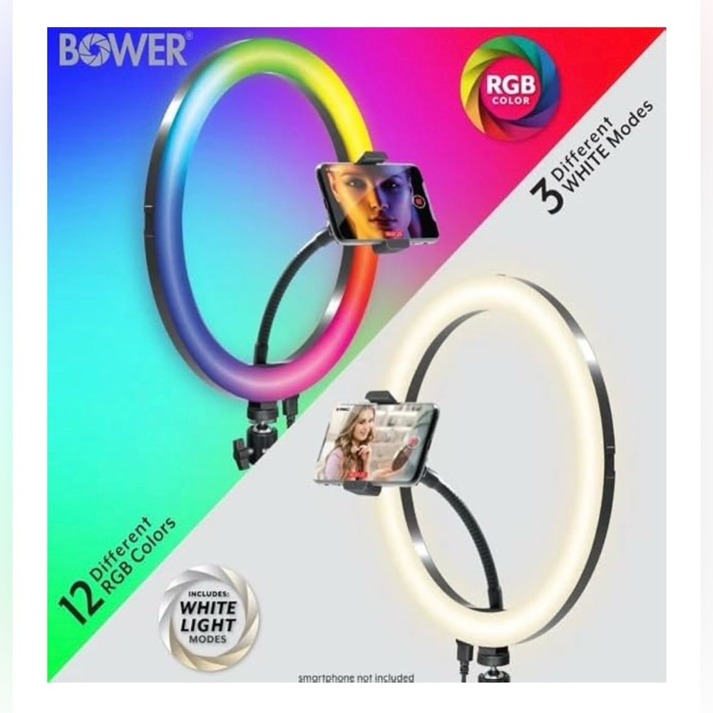 Bower 12” RGB LED Selfie Ring Light Kit w/ Tripod & Wireless Remote - Picture 4 of 9